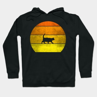 Süße Retro Vintage Katze Im Sonnenuntergang Geschenkidee Hoodie